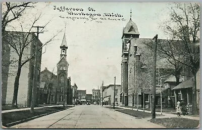 Muskegon Mi Jefferson Street Antique Postcard • $13.99