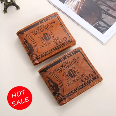 Mens Dollar Printed Leather Bifold Credit Card Holder Wallet Handbag Purse Bag • $5