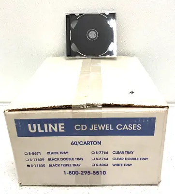 NEW Uline S-11830 Box Of 60 Black Triple Tray Multi CD Jewel Case 3 CD B7B • $82.69