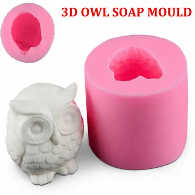 £4.99 • Buy 3D OWL Silicone Cake Fondant Sugarcraft Mold Wax Clay Soap Candle Making Mould