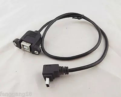 1x USB 2.0 B Female To Mini 5 Pin Male Down Angle Panel Mount Printer Cable 50cm • $3.99