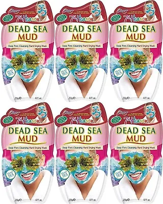 7th Heaven Dead Sea Mud Face Pack Mask Deep Pore Cleansing X6 Stocking Christmas • £8.75