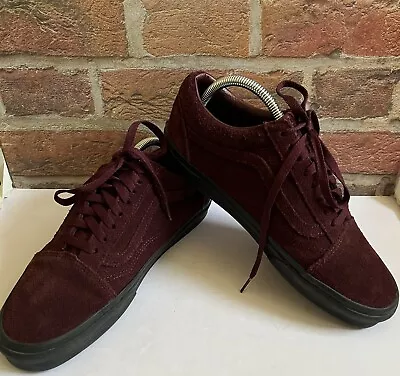 Very Rare Vans Old Skool Maroon Suede Sneakers-Comfy-Casual-Men’s US 9 W 10.5 • $38