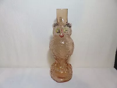 Antique 1920's Cambridge Glass Pink Owl Prohibition Decanter Bottle • $29.43