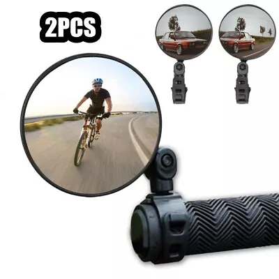 2 X MTB Mountain Bike Handle Bar 360 Rotatable Convex Bicycle Rear-view Mirror • £3.50