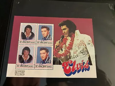 Lot Of Elvis Presley Items - 4 1960s Postcards & 4 Sets Of St. Vincent Stamps • $15
