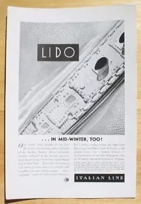 ITALIAN LINE Lido..in Mid Winter Too 1930s Ad • $15