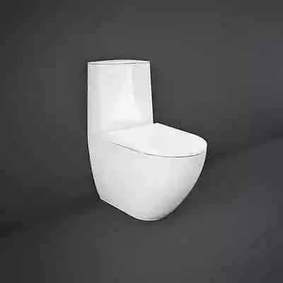 Rak Des Close Coupled Rimless White Modern Style WC Toilet Inc Soft Close Seat • £330