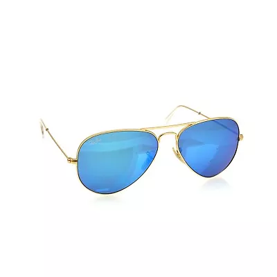 $125.40 • Buy Ray Ban RB3025 Aviator Large Metal 58mm Sunglasses S2557 - Gold/Blue Flash