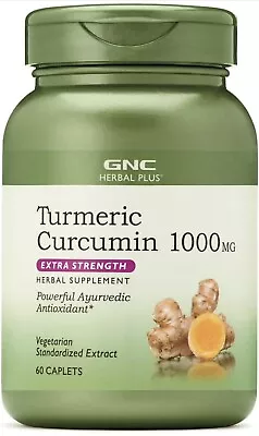 GNC Herbal Plus Turmeric Curcumin 1000mg 60 Caplets Extra Strength Antioxidant  • $28.68