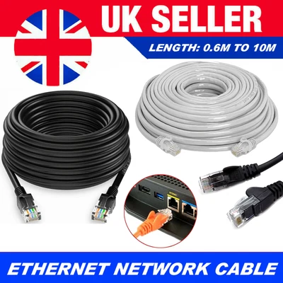 £0.99 • Buy Ethernet Cable Network Internet Cat5e RJ45 Patch Lead Lot 0.60m Short - 10m Long