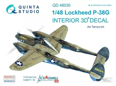 1/48 Quinta 3D Interior Decal #48030 P-38G Lightning For Tamiya • $18.99