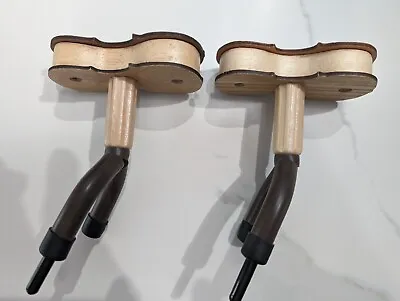 Set Of 2 Wood Violin Hangers/Display Rack With Bow Hook/Screws Wall Mount  • $9.99