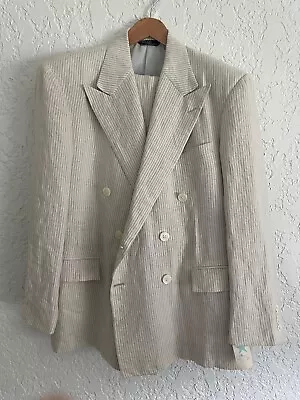 🔥 RARE VINTAGE DEADSTOCK Polo Ralph Lauren® Double Breasted Linen Suit USA - 44 • $1450