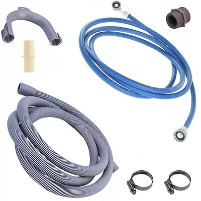 Universal Washing Machine Inlet Fill Water & Waste Drain Hose Extension Kit 2.5m • £10.89