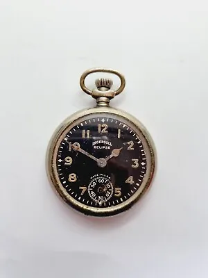 Ingersoll Eclipse Made In Usa Military Black Dial Pocket Watch • $37.32