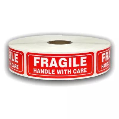 Fragile Handle With Care Stickers | 1 X3  Adhesive Label | 100 Labels • $4.99