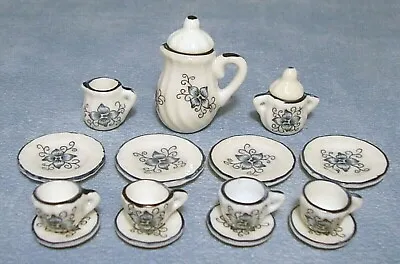 £10.25 • Buy 1/12th Dolls House 15 Pc Porcelain  Lotus  Tea Or Coffee Set