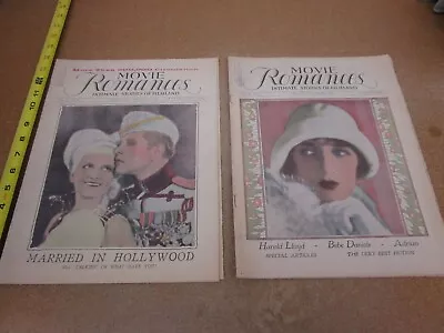 Lot 2 MOVIE ROMANCES Magazine 1929 Vintage ORIGINAL Hollywood Bebe Daniels • $25