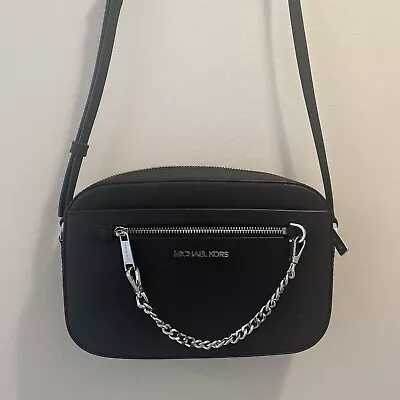 Michael Kors Black Leather Messenger Crossbody NWOT Adjustable Strap Zippers • $60