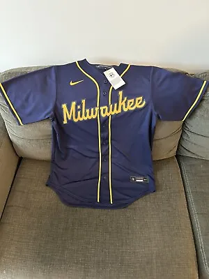 Nike Authentic Milwaukee Brewers Blue Alternate MLB Baseball Jersey Men’s Sz: M • $69.99