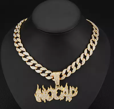 Hip Hop Letters Flame Pendant Men's Necklace With Diamond Full Diamond Necklace • $5.44