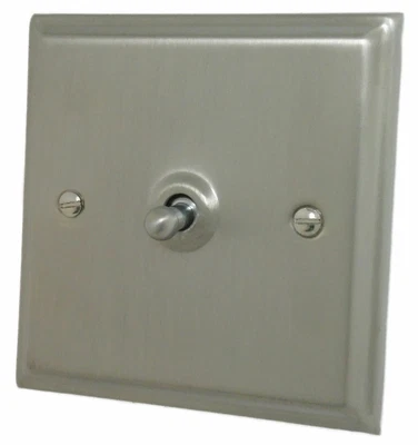 G&H DSN285 Deco Plate Satin Nickel 1 Gang Intermediate Toggle Light Switch • £29.25