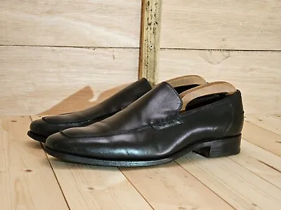 Charles Tyrwhitt Mens Black Leather Slip On Moccasin Loafer Shoes Uk 9 Eu 43 • £25