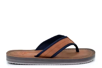 Mens Toe Post Sandals Mens Summer Sandals Flip Flops Leather Effect Mules Tan • £15.77