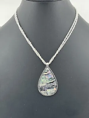 Women Necklace Boho Style Jewelry Teardrop Shape Gemstone Abalone Shell • $9.98