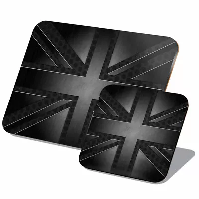 1x Cork Placemat & Coaster Set - Grunge Black British Union Jack Flag #21663 • £14.99