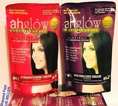 New AHGLOW Hair Rebonding Set Permanently Straight Curly Hair Strength Formula • $34.95