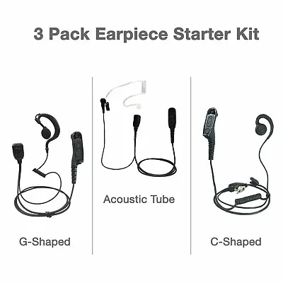 [3-Pack] Two-Way Radio PTT Earpiece Starter Kit Set For Motorola APX6000 XPR7580 • $39.99