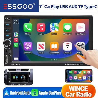 Double 2DIN 7  Apple CarPlay/Android Auto Car Stereo Radio GPS Navigation AUX FM • $56.49