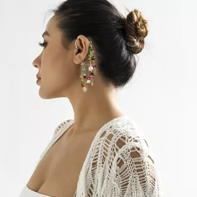 $11.95 • Buy Long Tassel Ear Cuff Crawler Chain Wrap Earring Non Piercing One Earring 1 Wrap