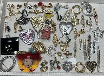 Vintage Lot Of 56 Costume Jewelry Brooches Pins • $67.19