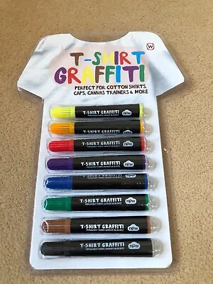 T-Shirt Graffiti Pens - 8 Fun Permanent Fabric Stationary Markers - NEW & SEALED • £7.99