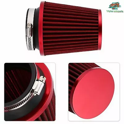 76mm 3  Cold Air Intake Cone Replacement High Flow Inlet Cleaner Dry Filter Red • $13.86