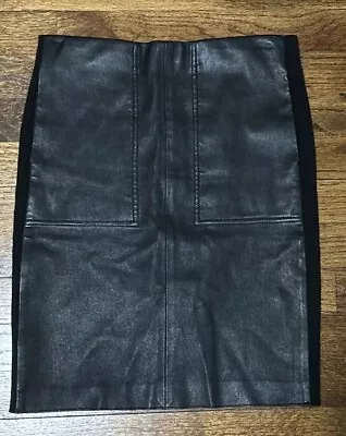 VINCE Black Soft Leather Front Pencil Skirt With Pockets Women’s Size X Small • $29.99