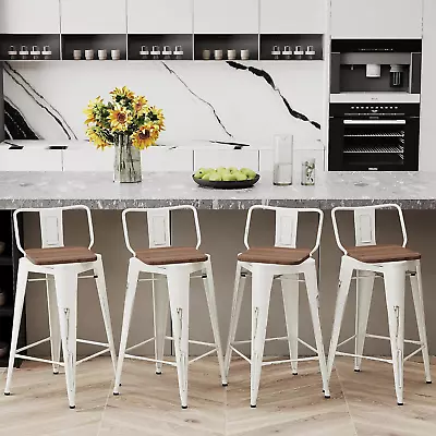 24  Swivel Metal Bar Stools Set Of 4 Counter Height Barstools Industrial Dining  • $220.99