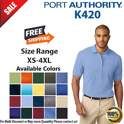 Port Authority K420 Mens Short Sleeve Heavyweight Cotton Pique Polo Shirt • $29.83
