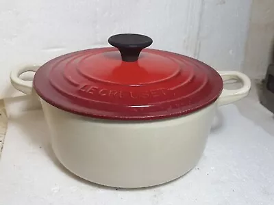 £49.95 • Buy Le Creuset Cast Iron Casserole Dish  Size 18, Good Condition, Red & Cream. 