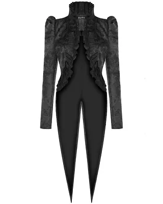 Punk Rave Womens Gothic Tailcoat Swallowtail Jacket Black Brocade Lace Steampunk • £49.99