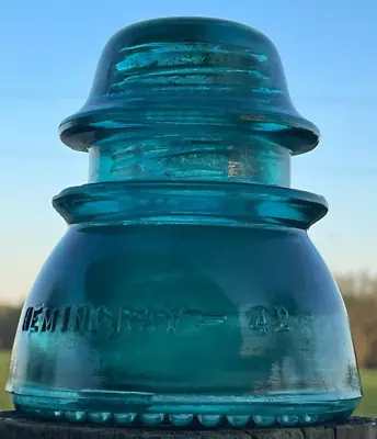 VINTAGE Blue Hemingray 42 Glass Insulator Hoopskirt Round Top  #8 • $29.97