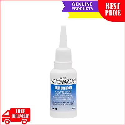 Ilium Ear Drops For Cat Dog 20 ML Ear Mites Bacterial Fungal Infection Treatment • $23.96