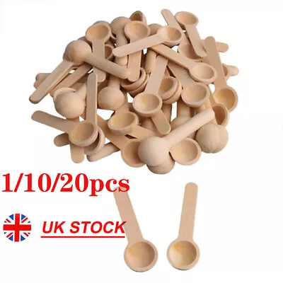 10PCS Mini Wooden Spoons Kitchen Spice Spoon Small Short Condiment Spoons Lot • £3.18