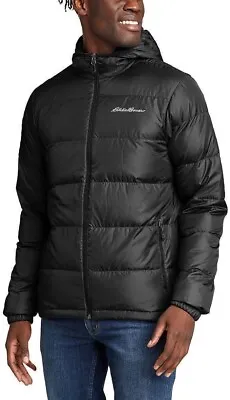 Eddie Bauer Men's Wide Channel Hooded Down Jacket EB650 Dark Green Size M • $44.99