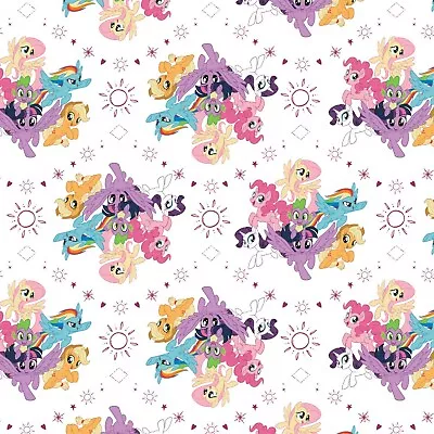 BTHY My Little Pony Ponies Toss White Cotton Fabric By The Half Yard 95010101-2 • $5.75