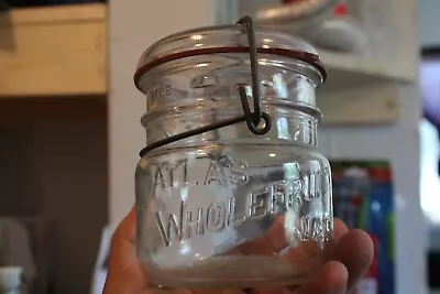 Vintage 1pt Clear (Atlas Whole Fruit) Wide Mouth Bail Mason Jar Item # A-1489 • $19.99