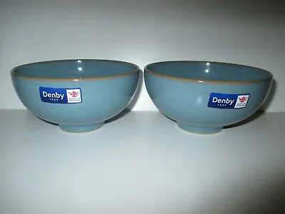 £29.50 • Buy Denby Pottery Azure 2 X Rice Bowls New First Quality Excellent Condition